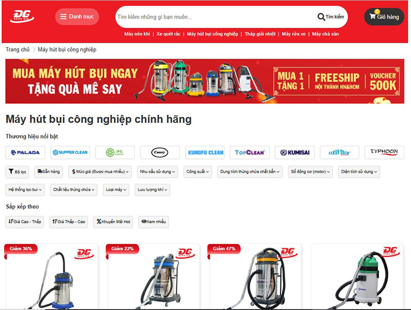 giao diện trung tâm mua sắm